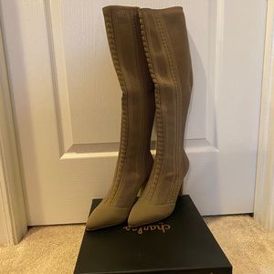 Taupe fabric boots
